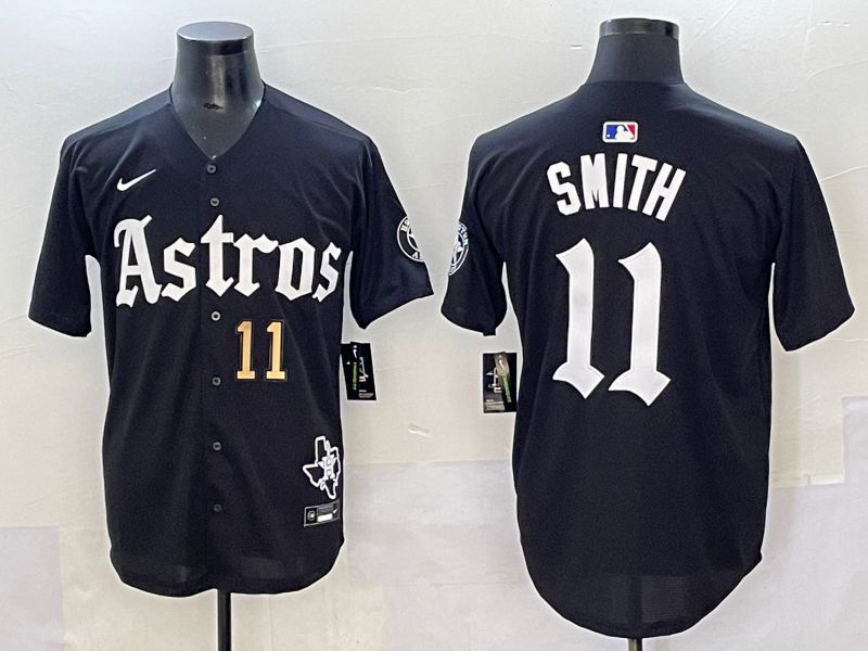 Men 2025 Houston Astros #11 Smith Black Five generations Joint Name Nike MLB Jersey style 38